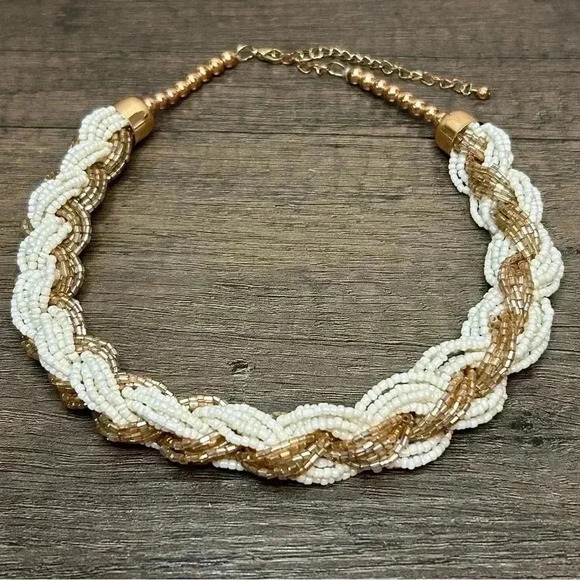 Chunky Braided Beaded Statement Necklace - Picture 1 of 3
